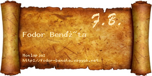 Fodor Benáta névjegykártya